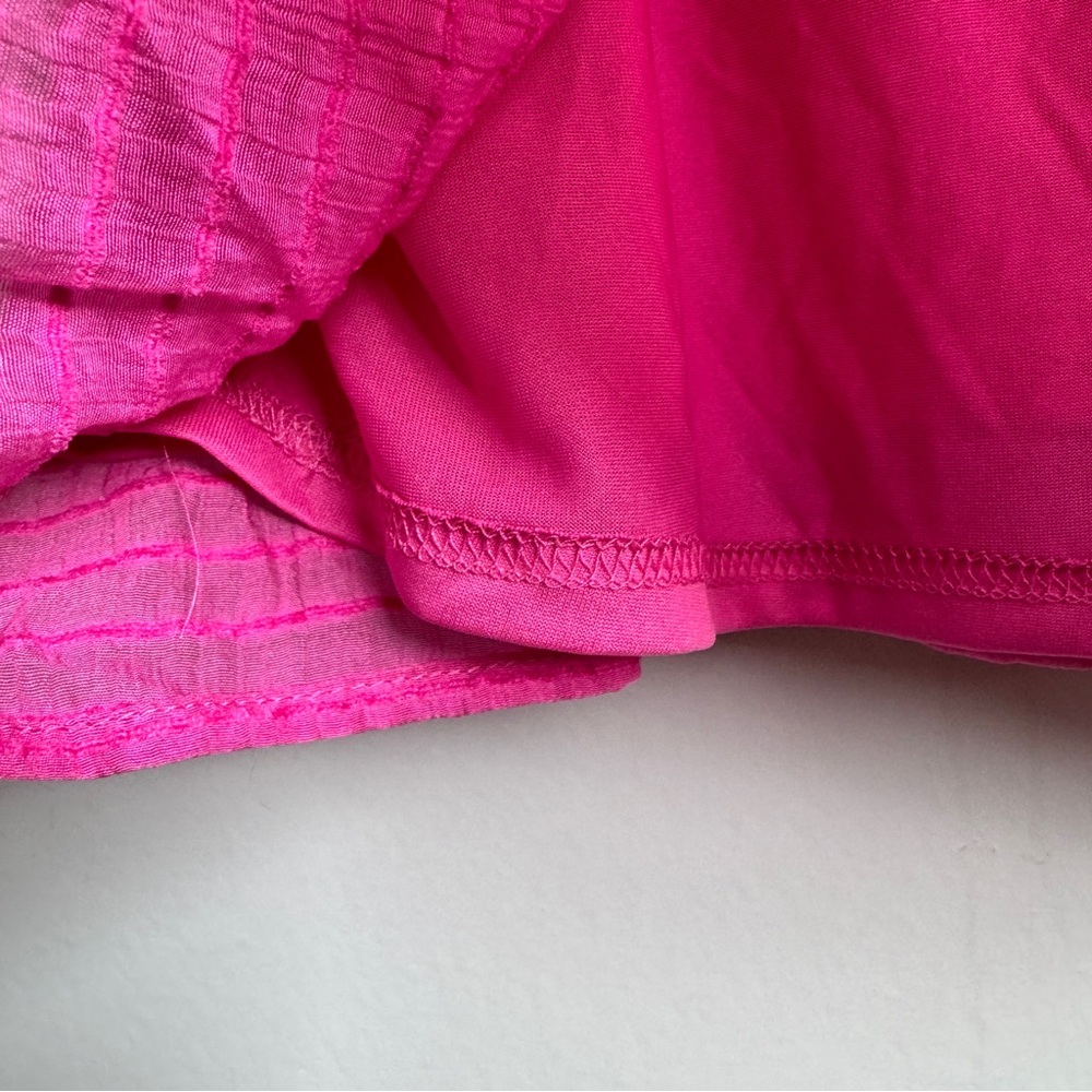 VERO MODA Women's M Bright Pink Lined Lightweight Short Sleeve Textured Blouse - Picture 3 of 6